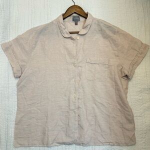 J.Crew Women's XL Warm Clay Linen-Cotton Short-Sleeve Pajama TOP ONLY